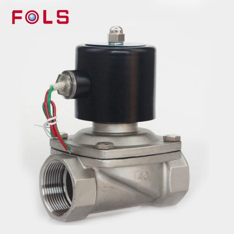 

DN40 1.5 inch 2W-400-40 Normally Closed stainless steel AC220V DC12V DC24V 2 way Solenoid ball Valve for water oils air