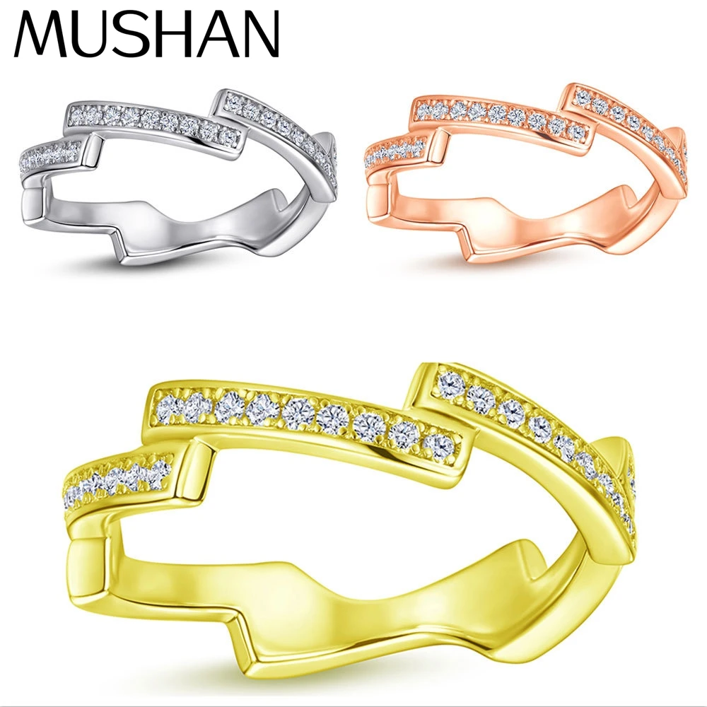 

MuShan Designer Jewelry 925 Sterling Silver Ring Zircon 7A Grade Marquise Statement for Women 18K Gold Plated Fine Jewelry Rings