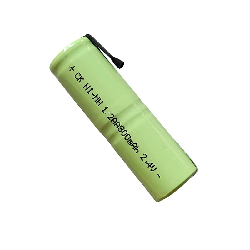 800mah 2.4V 1/2AA Ni-MH Rechargeable Battery 1/2 AA nimh cell with Welding Tabs for Electric Shaver Razor Toothbrush