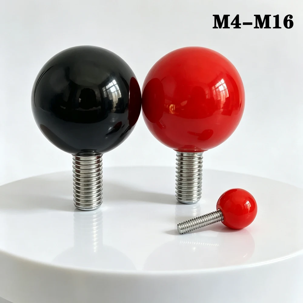 Black/Red Bakelite Handle Screw Ball Hand Tighten Screw Ball Head Tightening Nuts Bakelite Stainless Steel Knob M4-M16