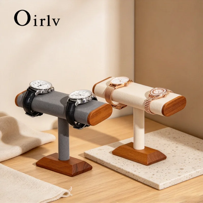 Oirlv Solid Wood Watch Rack Bracelet Display Stand T-Shaped Jewelry Organizer Watch Storage Jewelry For Jewelry Stores Gift