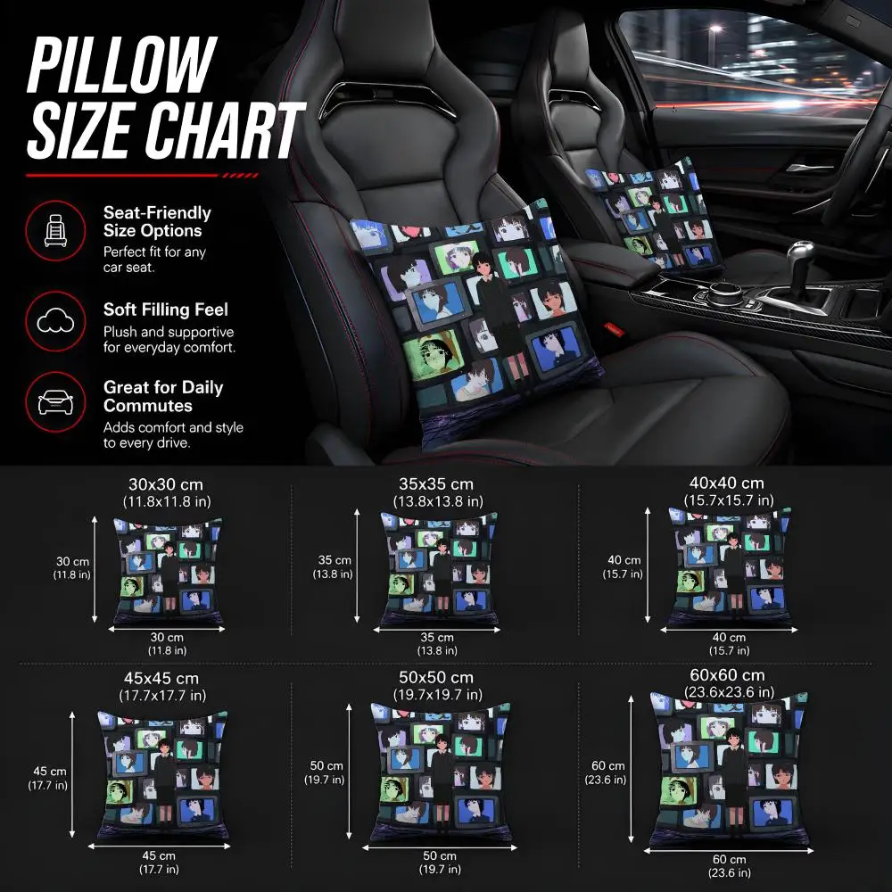 S-Serial Experiments lain anime  Soft Plush  Double Print and Invisible Zipper for Sofa Home Car Use Cushion Cover