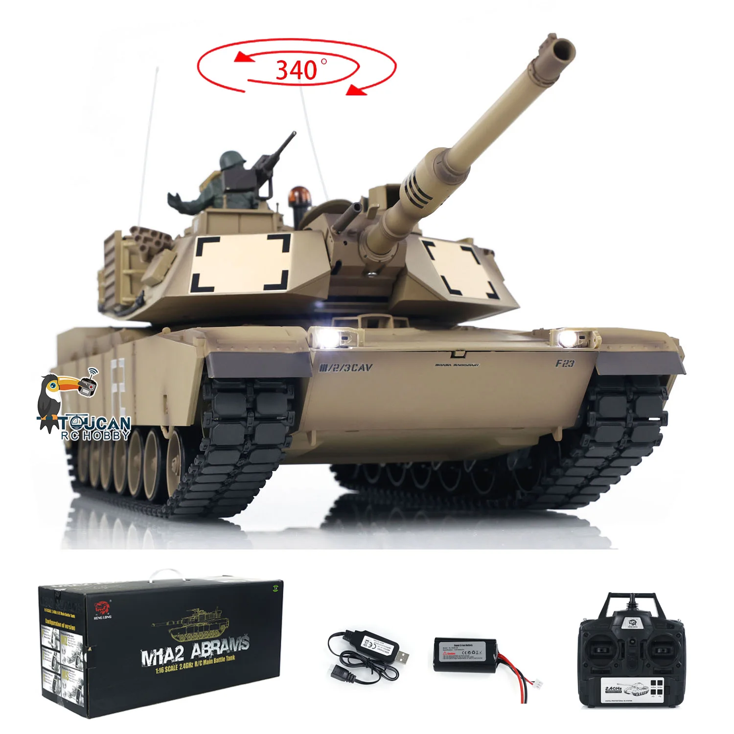 1/16 Scale 2.4Ghz Heng Long 7.0 Plastic Ver M1A2 Abrams RTR RC Tank 3918 Toucan Model TH17788-SMT8