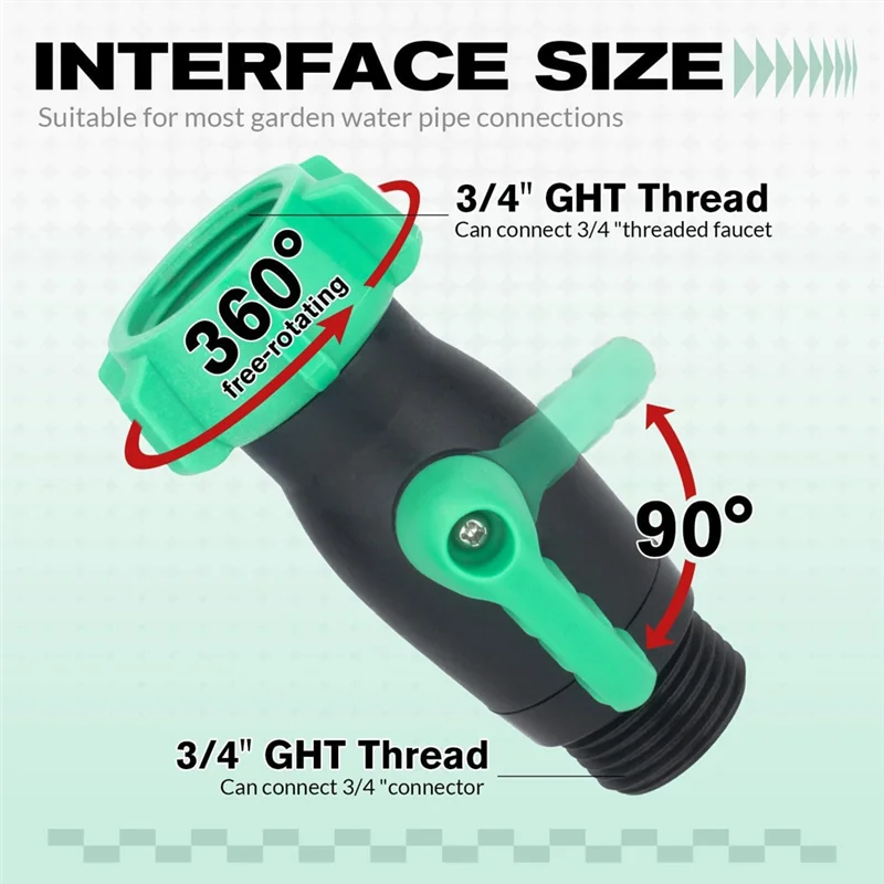 A74E-US 3/4GHT Inlet And Outlet Garden Hose Threaded Heavy Duty Plastic Hose Stop Valve