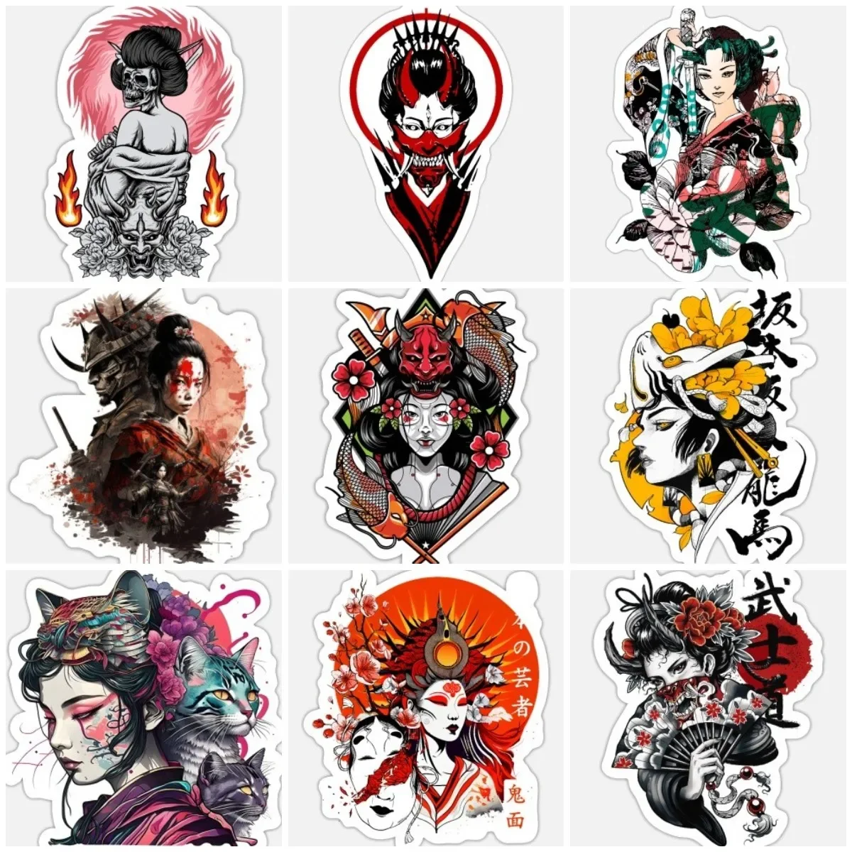 

Beautiful Geisha Warrior Skull Creative Sticker Vinyl Laptop Car Window Wall Truck Glass Helmet Racing Camper Off-road Decal