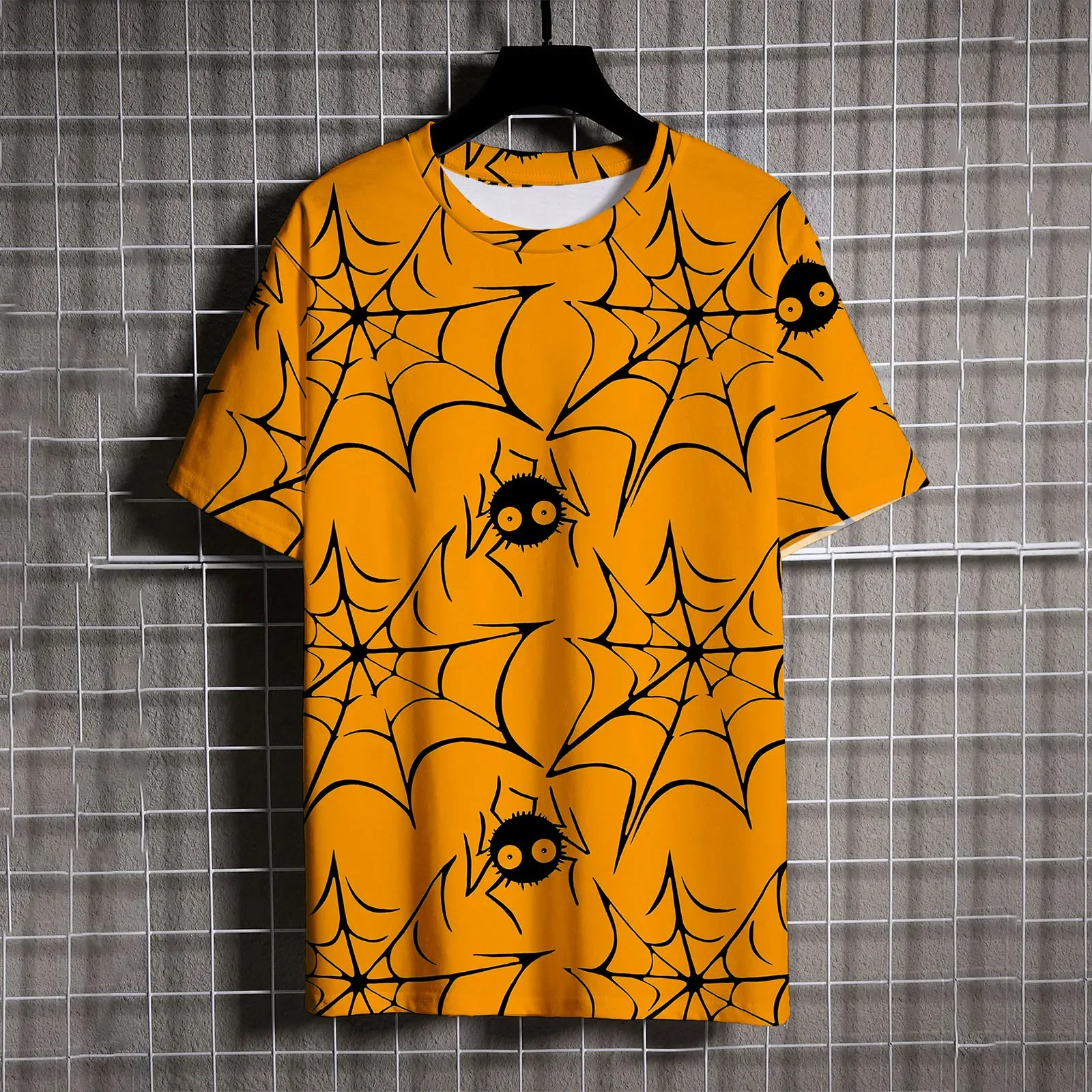 Casual Men's Short Sleeve T-shirt Funny 3D Bat Pumpkin Print Halloween Tees Fashion Crew Neck Loose Top Hip Hop Cosplay Clothing