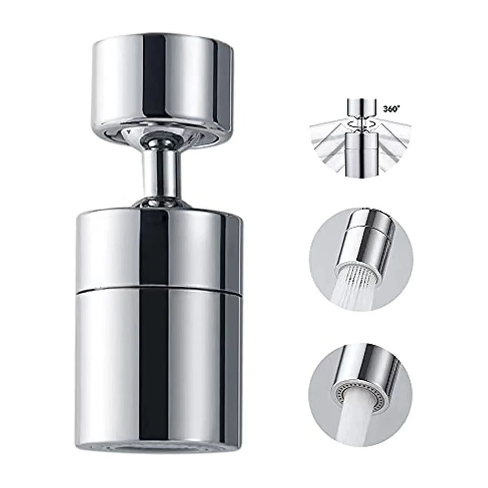 Kitchen Faucet Aerator Dual Function Kitchen Faucet Spray Head 360° Rotary Tap Nozzle Bubbler Kitchen Sink Faucet Aerator Chrome