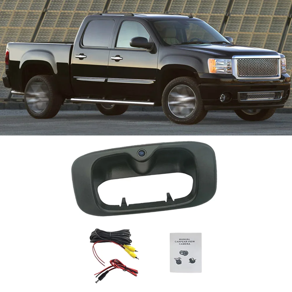 

170° Car Rear View Trunk Tailgate Handle Reverse Backup Camera for Chevrolet Silverado GMC Sierra 1999 2000 2001 2002 2003-2007