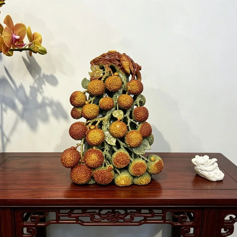 Fortune tree lychee ceramic ornament, TV cabinet, living room high-end elegant decorative handicrafts, new Chinese style