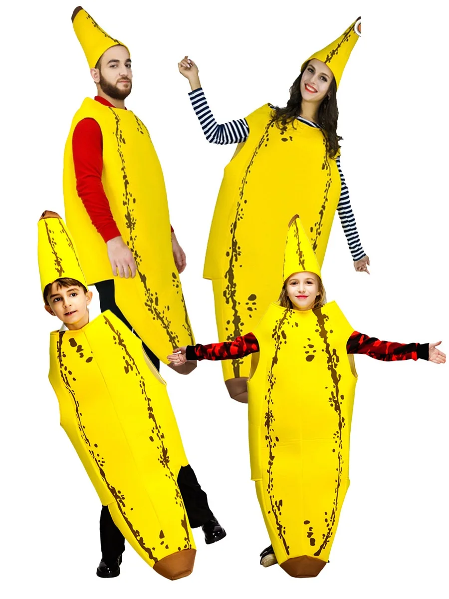 Adults Kids Halloween Funny Cosplay Banana Costumes Parent-Child Costumes Couple Costumes Performance Carnival Fruit Costumes