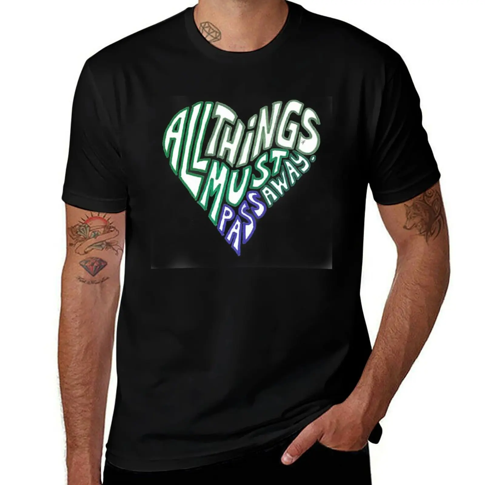 All things must pass - heart shaped T-Shirt Large Size Basic Casual T-Shirt