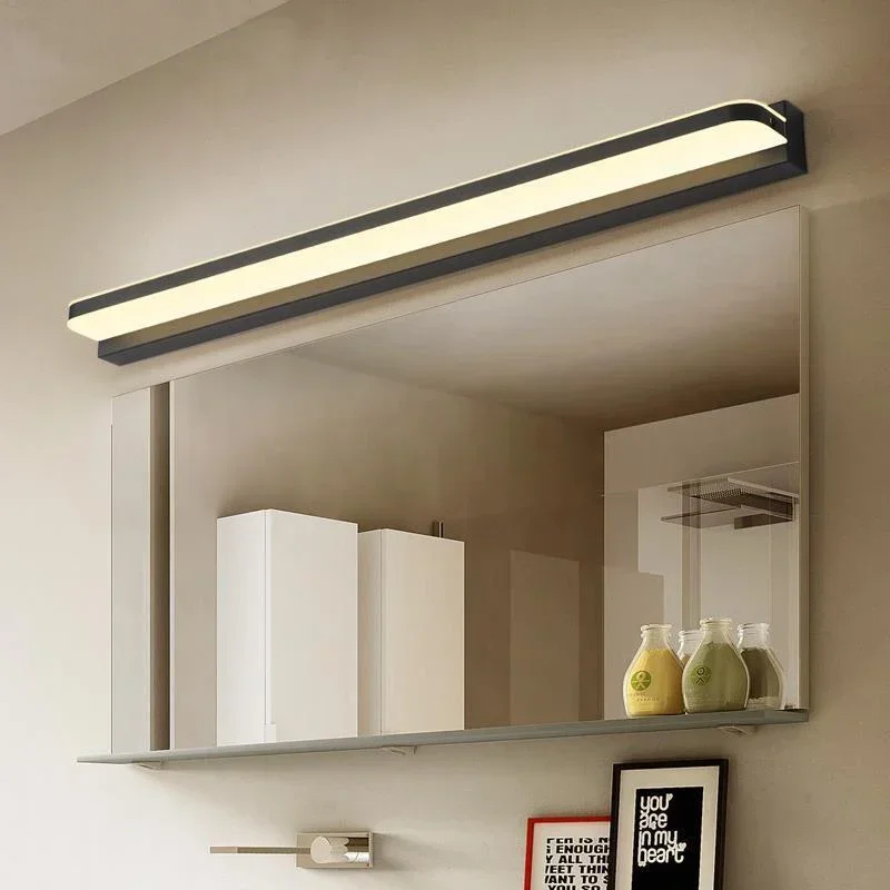 Modern Mirror Wall Lamp Metal Paint Body PS Lampshade Wire Connected Sconce Light LED Bathroom Decoration Bedroom Lustre