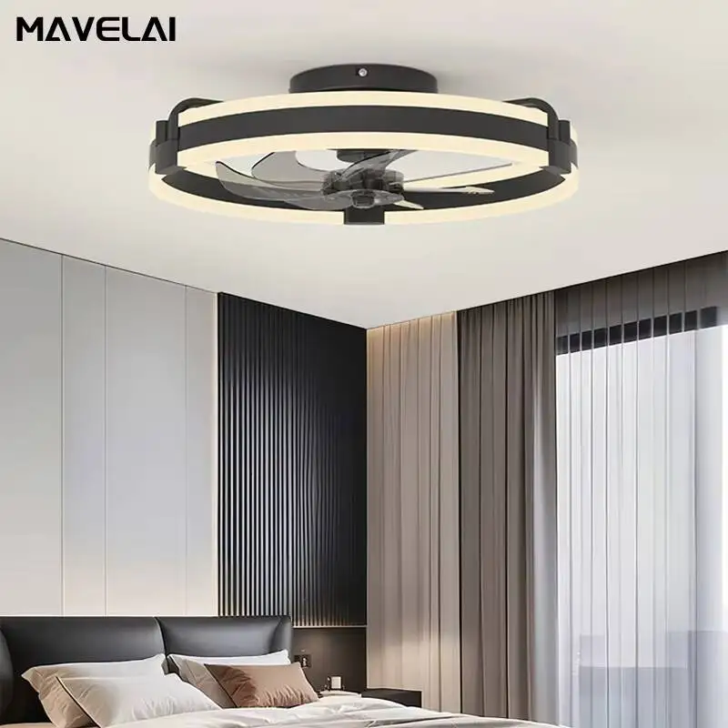 Nordic Led Fan Light Bedroom Remote Control Mute Dining Room Study Integrated Fan Light Simple Home Interior Decor Lighting Lamp