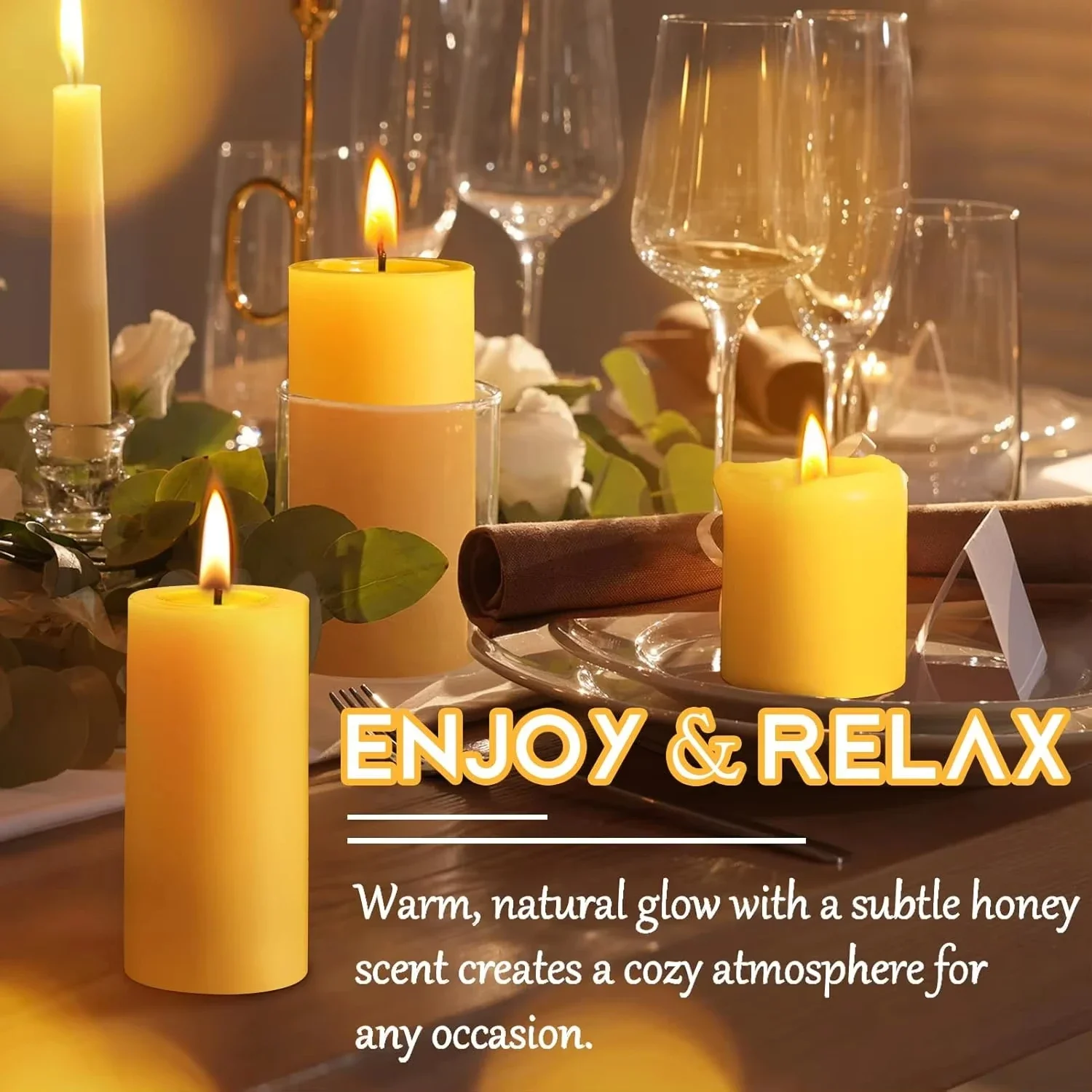 1/3/5PCS Beeswax Pillar Candles Smokeless Beeswax Candles Long Burning Wax Candles for Home Dinner Decor Prayer Party 1.85x3.8in