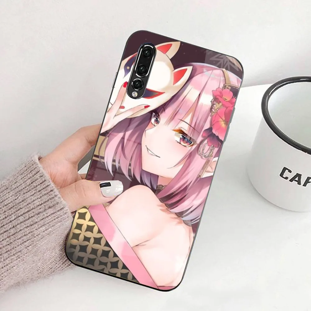 Funda de teléfono móvil de Anime Mori Calliope, cubierta de vidrio para Huawei P50, P40, P30, P20 Pro, Mate 40, 30, 20 Pro, Nova 9, 8, 7, PC