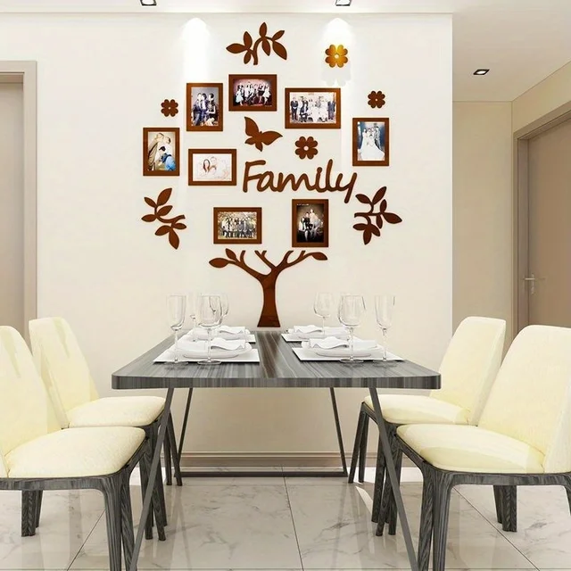 1 Set 3D Creative Home Decoration Photo Frame Tree Wall Sticker Living Room Bedroom Acrylic Stickers Home Decoration Supplies 3