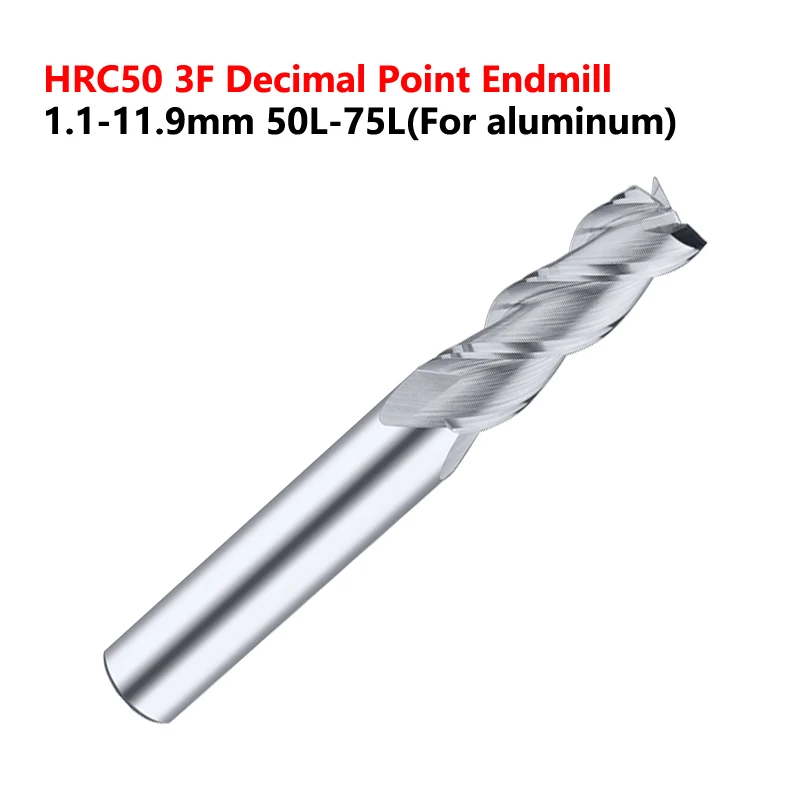 

OYYU HRC50 3F Decimal Point Endmills Milling Carbide End Mill Tungsten Steel Alloy Endmills CNC Tools CNC 1.1-11.9mm 50l-75l