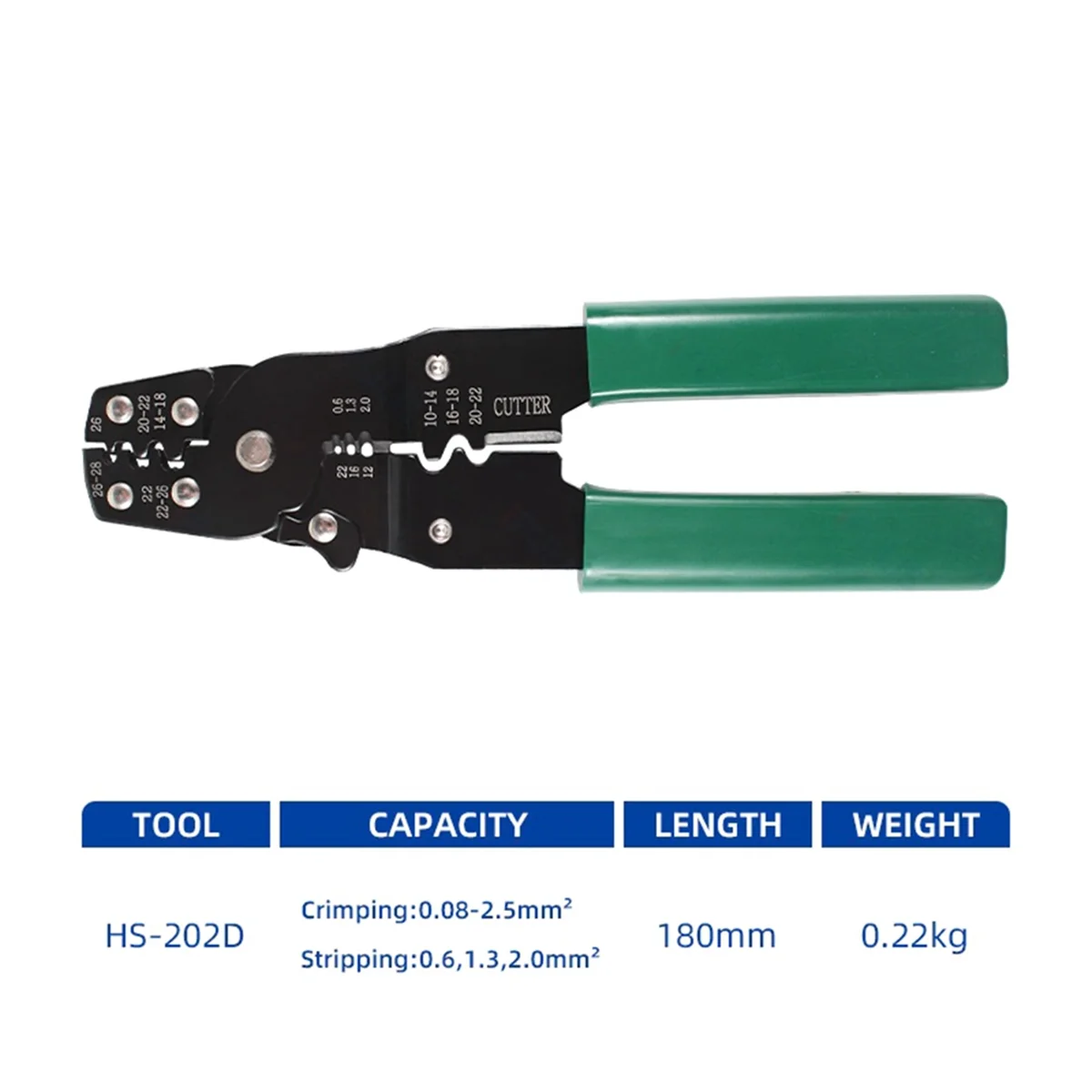 HS-202D Multifunctional Crimping Pliers OT/UT0.08-2.5² Cold-Pressed Terminal Wire Cutting Crimping Pliers