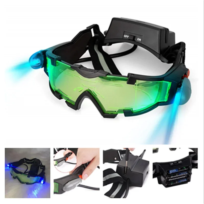 

Adjustable LED Night Vision Glass Goggles Motorcycle Motorbike Racing Hunting Glasses Eyewear With Flip-out Light Windproof