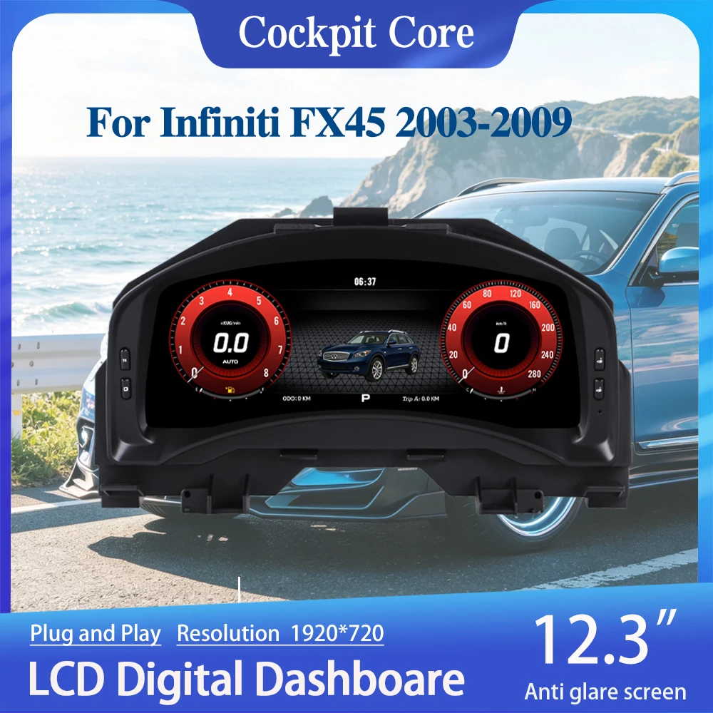 

12.3‘’For Infiniti FX35 FX45 2003-2009 Speedometer Digital Cluster Dashboard Virtual Cluster Instrument