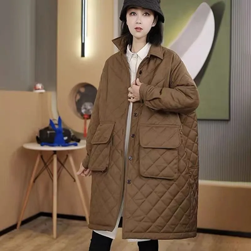 

Новая хлопковая пуховая одежда средней длины, женская теплая пуховая куртка, корейская версия, свободная женская хлопковая одежда большого размера с большим карманом