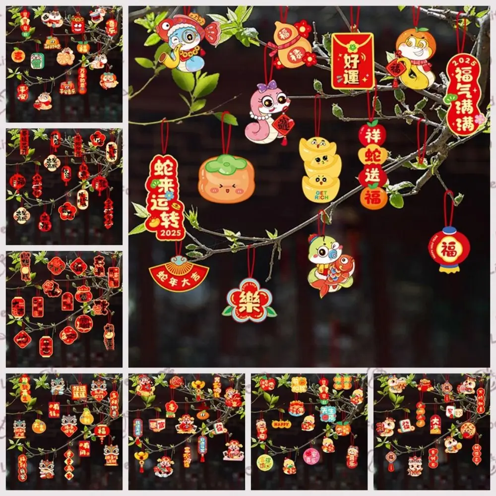 

Cartoon Snake Year Hanging Pendants Zodiac Snake Chinese Style New Year Tree Hanging Tag Blessing Words Traditional