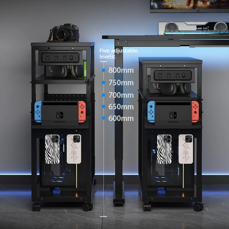 Movable Computer Case Bracket with Wheel Height Adjustable PC Case Storage Rack Gaming Chassis Holder Computers Host Organizer