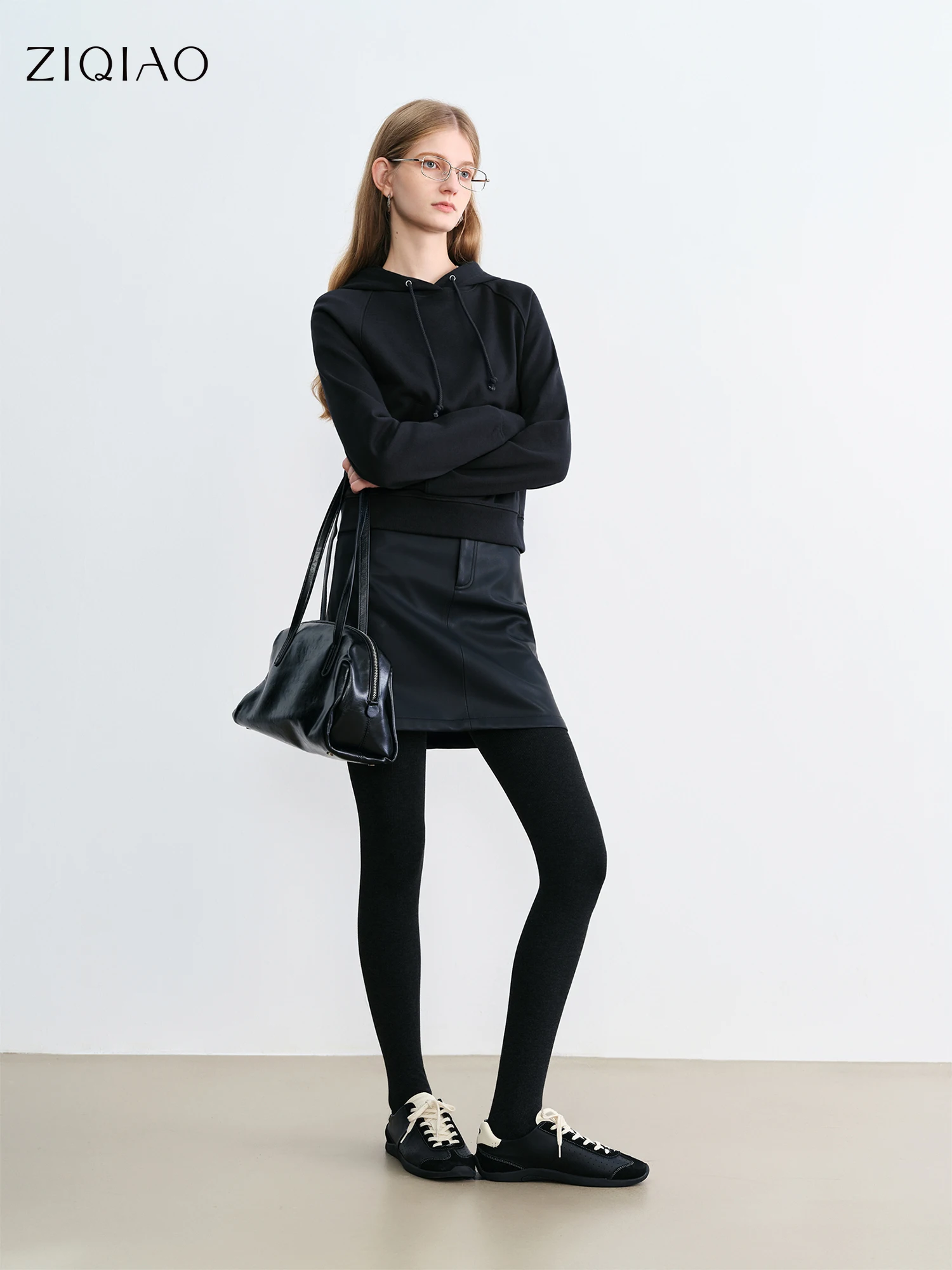 ZIQIAO Gray Leggings Women 2025 Autumn and Winter New Velvet Warm Skinny Leggings Outer Wear Pantyhose