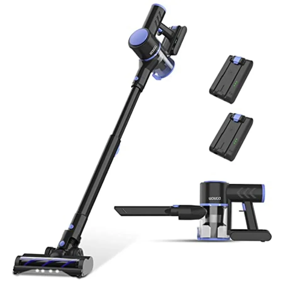 Cordless Vacuum Cleaner for Home Use, Black ABS Plastic, Black, 4-in-1 Versatility with 40-Min Runtime and 2 Batteries