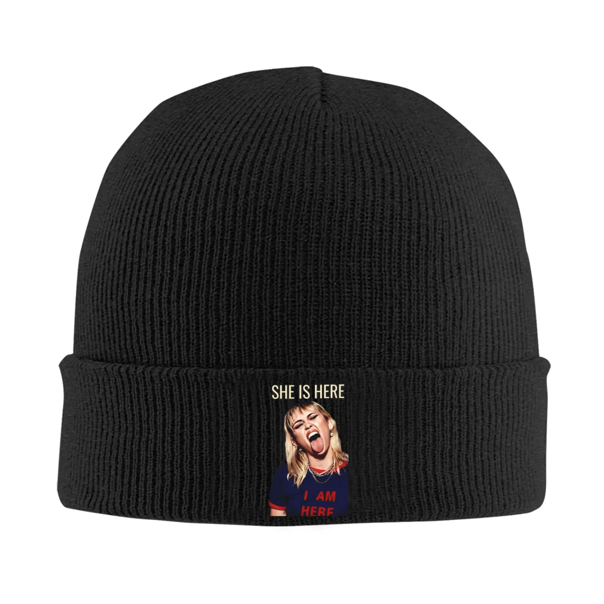 Mileys Cyrus Knitted Hat for Women Men Beanie Autumn Winter Hats  Crochet Melon Cap