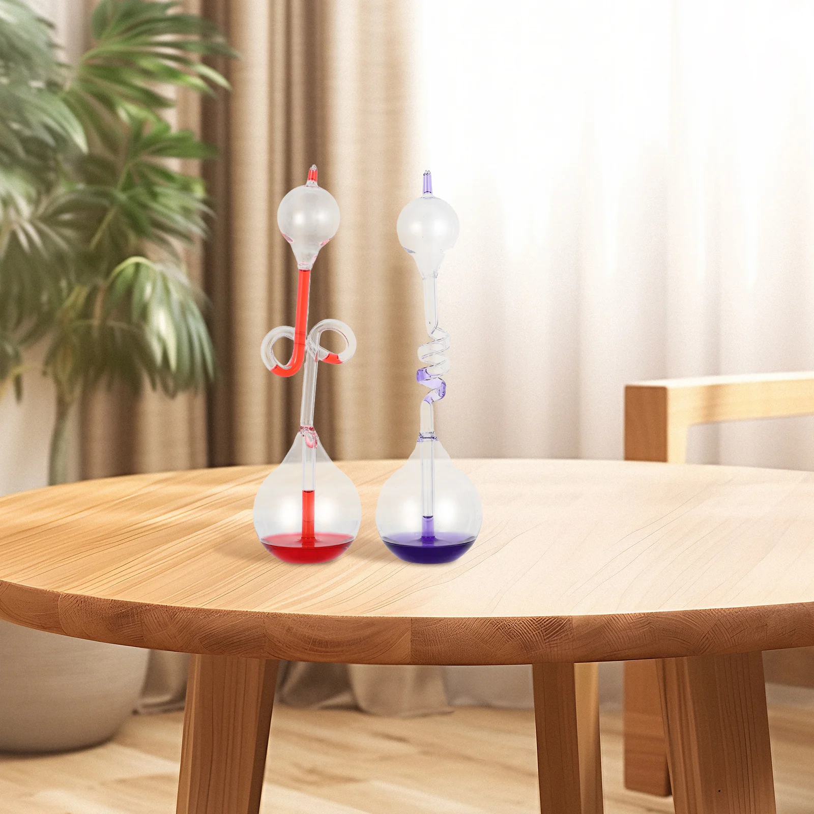 

2Pcs Temperature Sensitive Hourglass Liquid Hand Boiler Creative Love Birds Science Experiment Decorative Glass Bottle Home