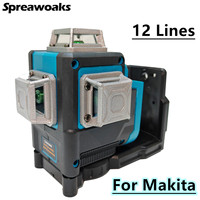 12 Lines Laser Level 3D Horizontal & Vertical Green Beams Meter Self-Leveling Tools For Makita 18V Battery
