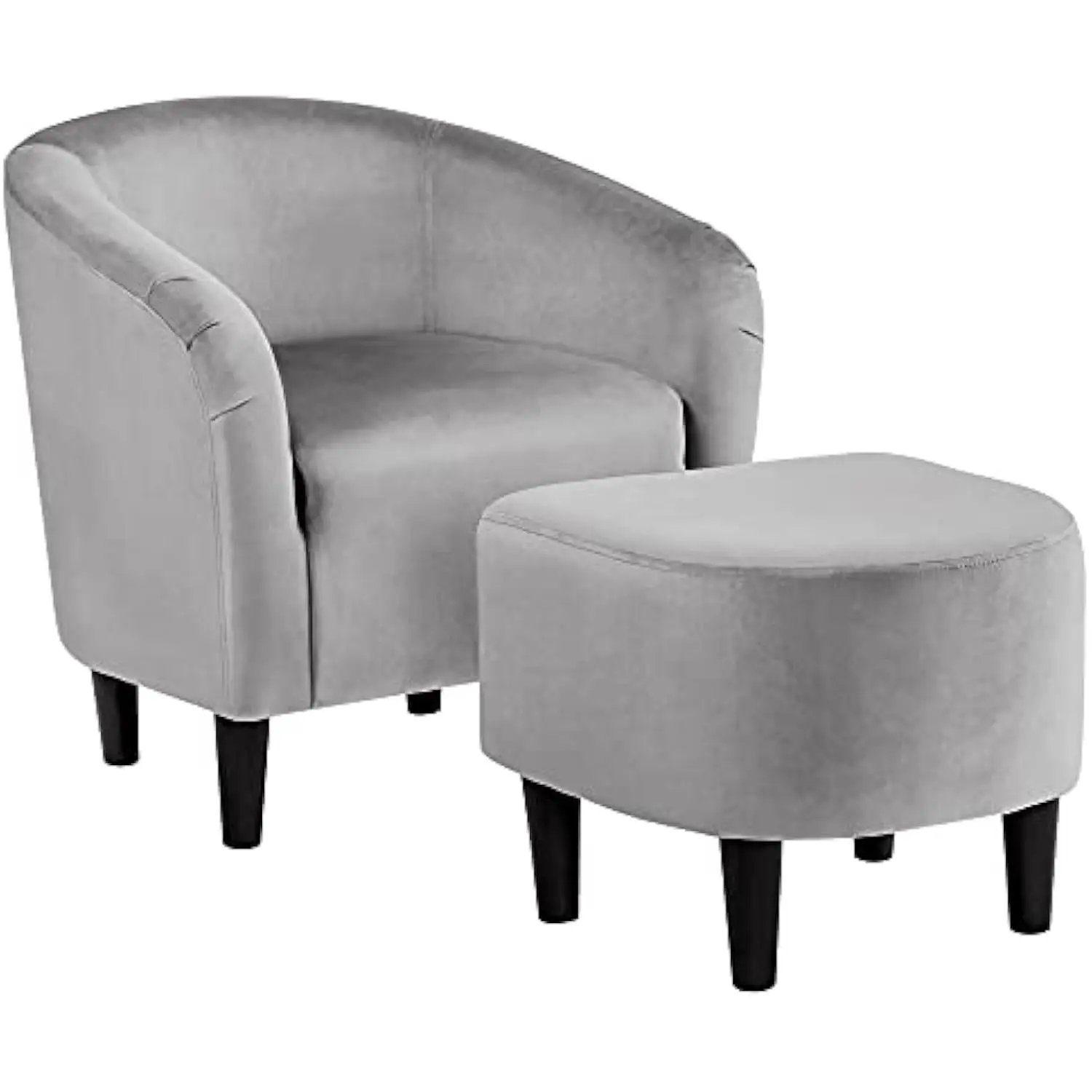 

Accent Chair with Ottoman Set, Modern Upholstered Soft Barrel Chair with Footstool, Comfy Fabric Armchair and Footrest for Liv