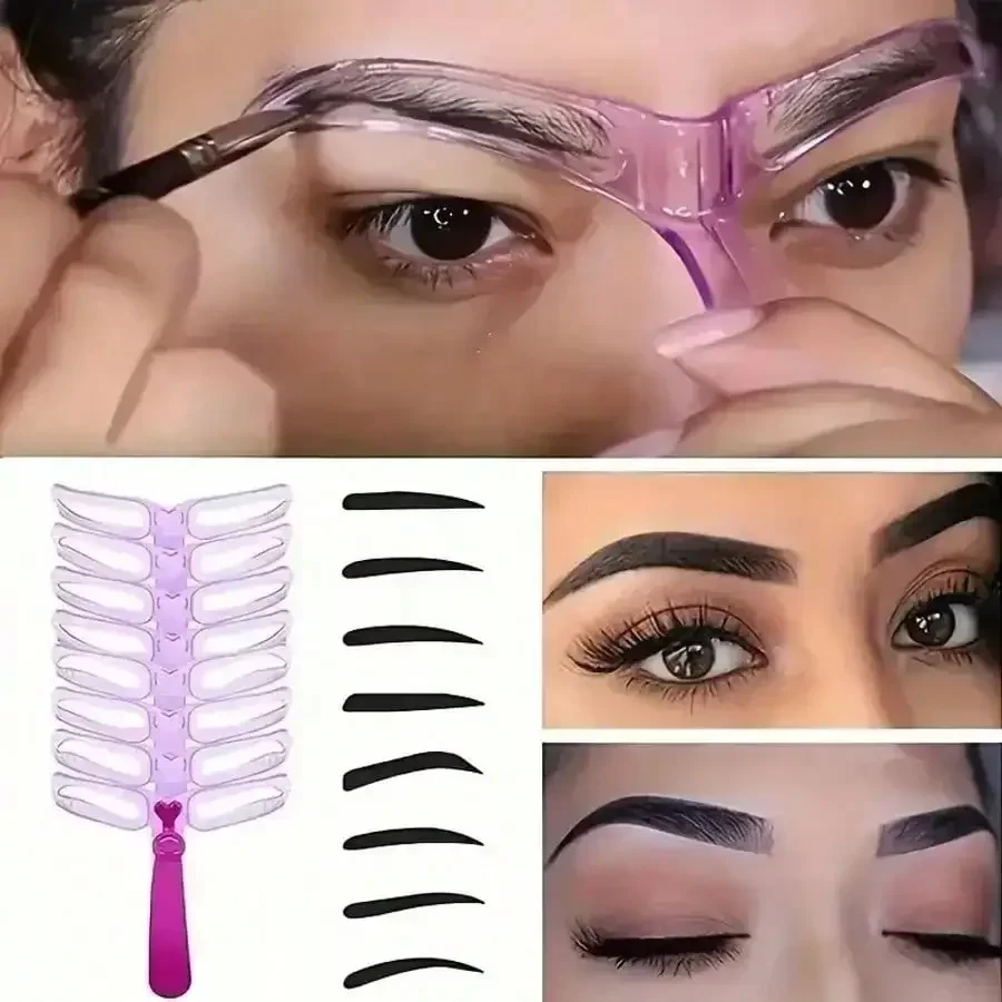 Augenbrauen-Schablonen-Set mit Griff, abnehmbares Augenbrauen-Styling-Vorlagen-Kit, wiederverwendbarer DIY-Augenbrauenformer-Helfer – Detail 6