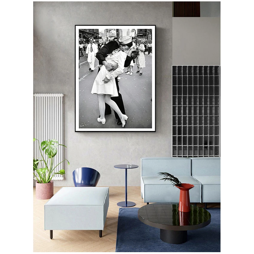 Picture Print Home Wall Art Cuadros Decoration No Frame Vintage Art Black And White Victory Kiss Poster New York Canvas Painting