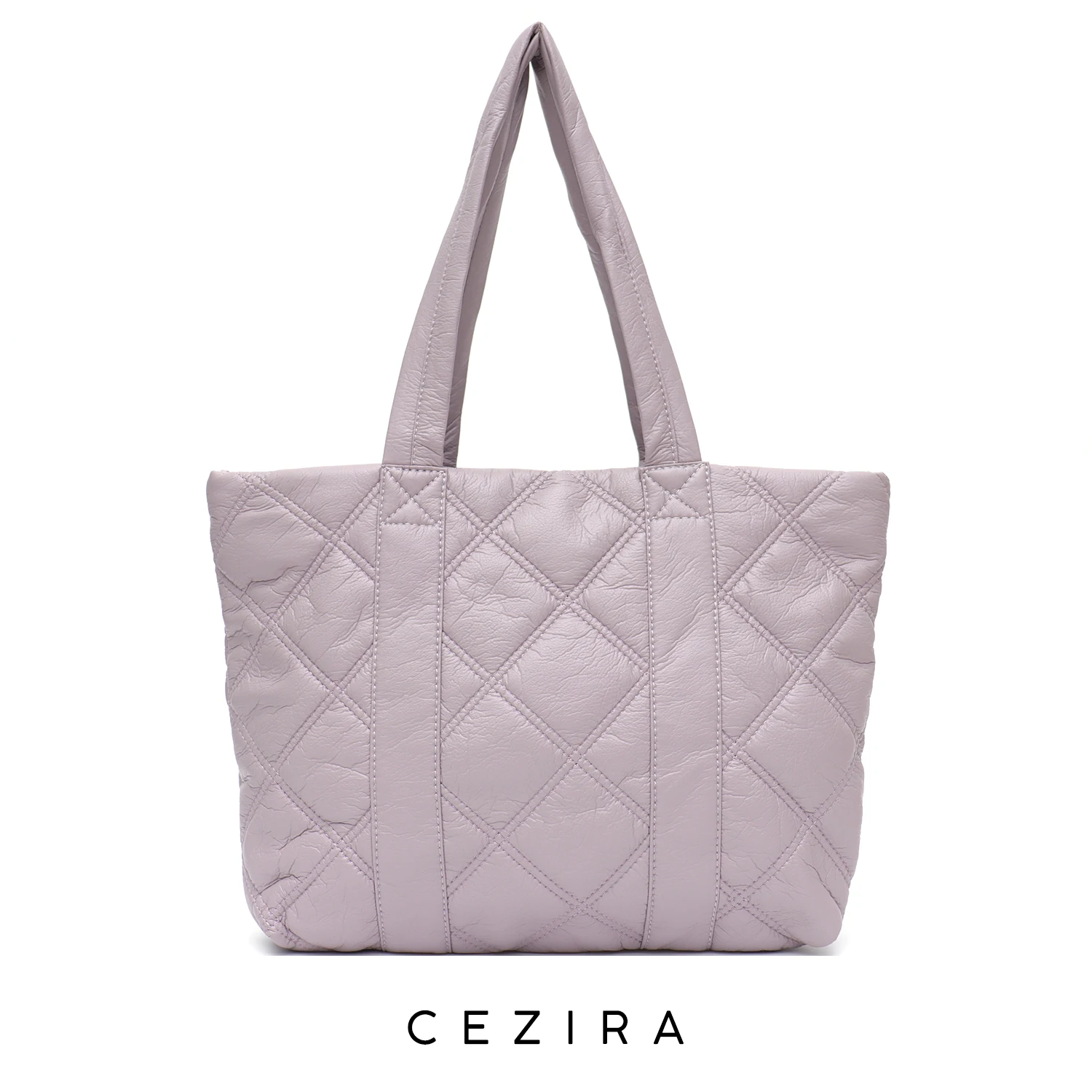 

CEZIRA Brand Winter Design Women PU Vegan Leather Tote Handbags Fashion Quilted Soft Puff Shoulder Bags Daily Casual Big Purses