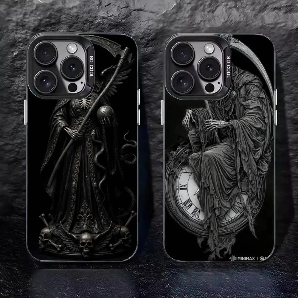 

Skull Skeleton Grim Reaper Phone Case For iPhone 17 16 15 14 13 12 11 Pro Max XS Max 7 8 Plus Shockproof Silicone Matte Cover