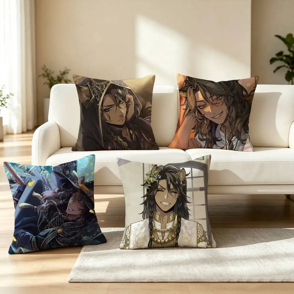 L-Leona Kingscholar T-Twisted Wonderland Square Double-Sided printed Pillow Case Bedroom Bedside Pillow Sofa Cushion Cover