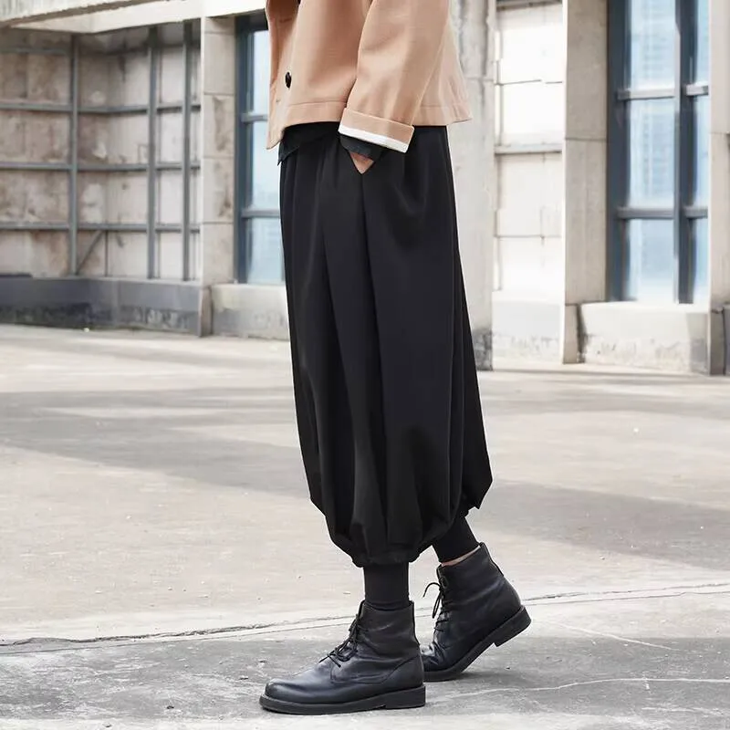 

Новые темные мужские мужские брюки с японскими и женскими ремешками для ног, универсальные свободные повседневные брюки Nine Cent