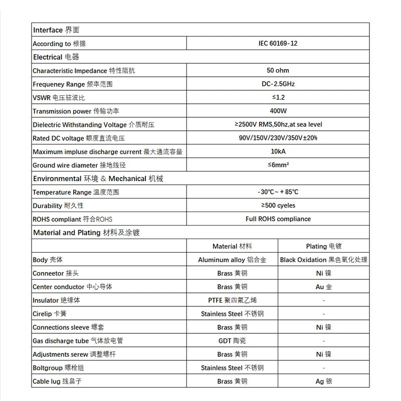 CA-35RS lightning arrester intercom UHF repeater center turntable antenna arrester engineering M head N head