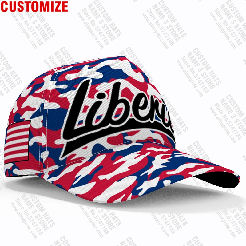 Liberia Male Youth Diy Free Custom Made Name Number Hat Nation Flag Lr Liberian Country College Print Photo Baseball Caps