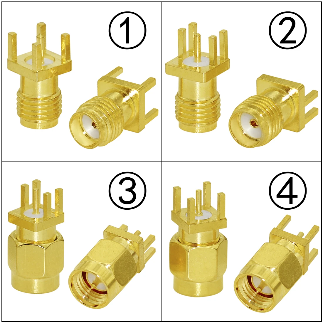 Lots of 10pcs  SMA Male Plug Female Jack RF Coaxial Connector PCB Mount  End Launch Straight Goldplated Wholesale