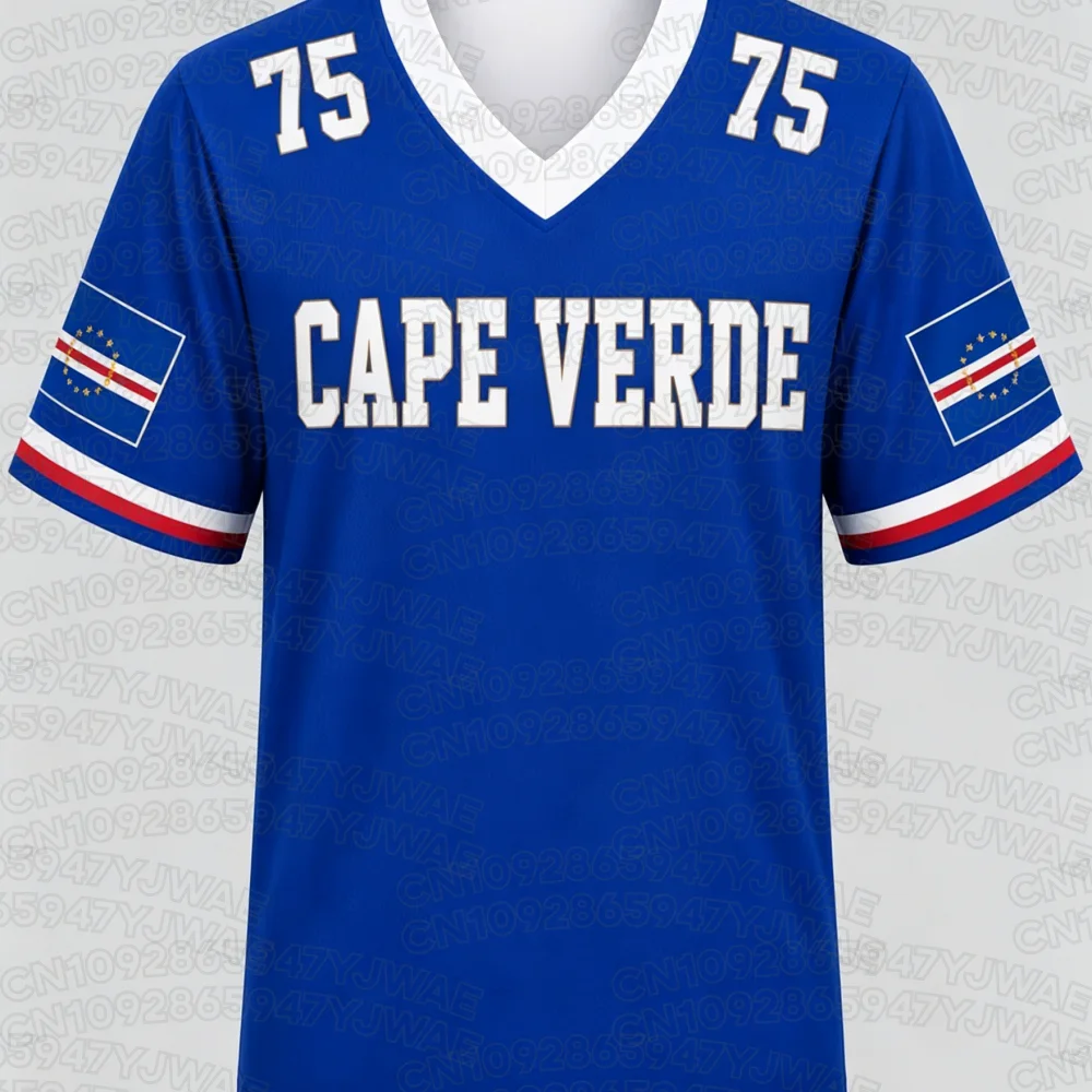 Men's Women's Cape Verde Print Summer Graphic Tee Jerseys Plus Size Sport T-Shirt V-Neck Short Sleeve T-Shirt Soccer Fans