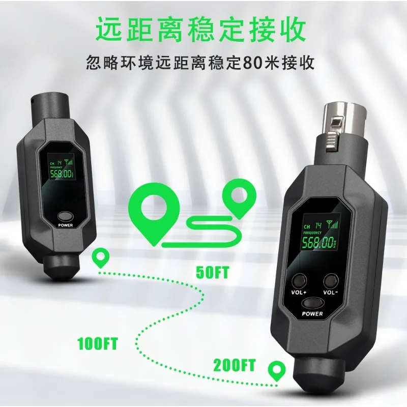 Wireless Microphone Transmitter Receiver, Wired To Wireless Adapter for Guitar Dynamic Mic
