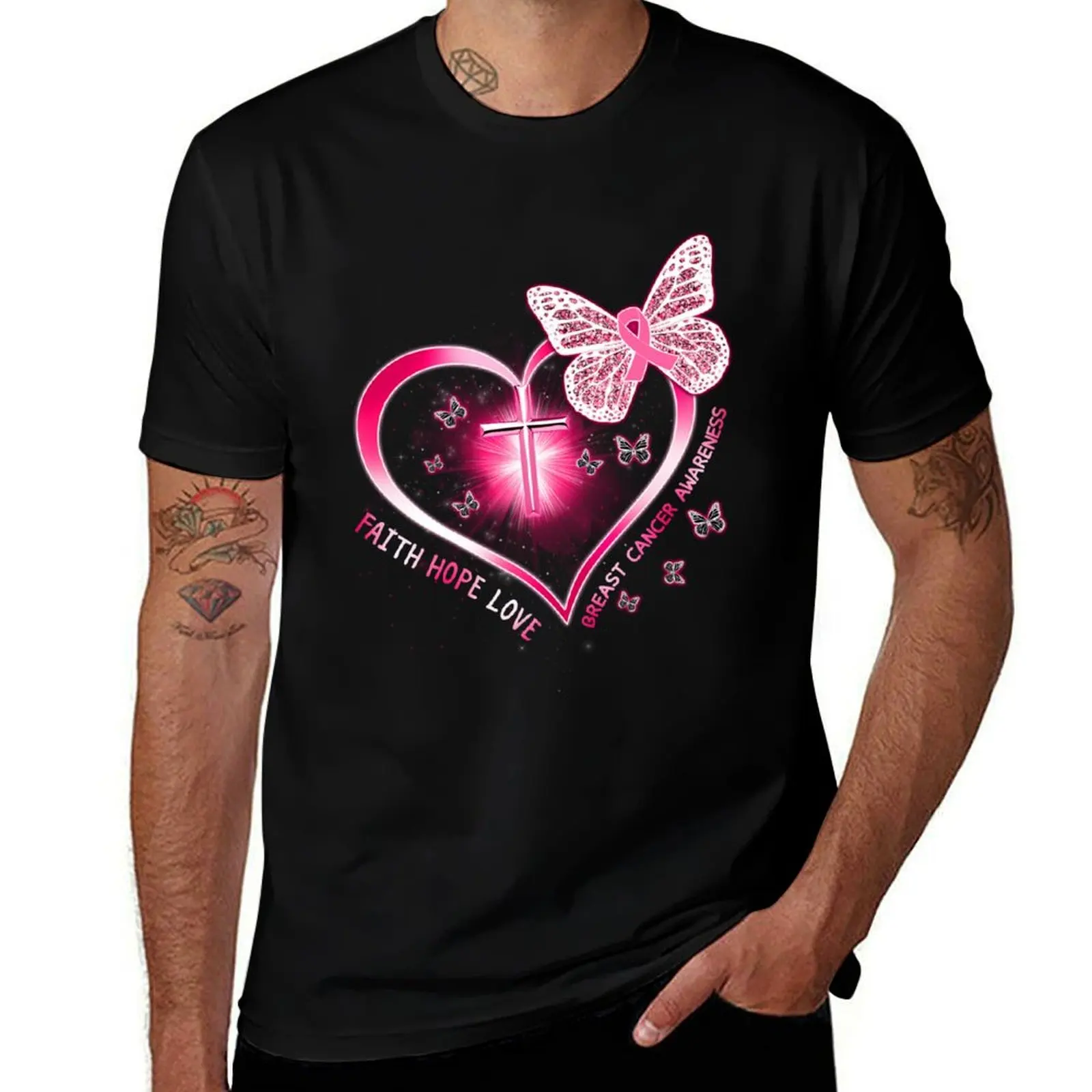 

Cancer Awareness T-Shirt Faith t shirt for Hope t for graphic shirts shirts man t graphic man cotton funny Breast - Love man