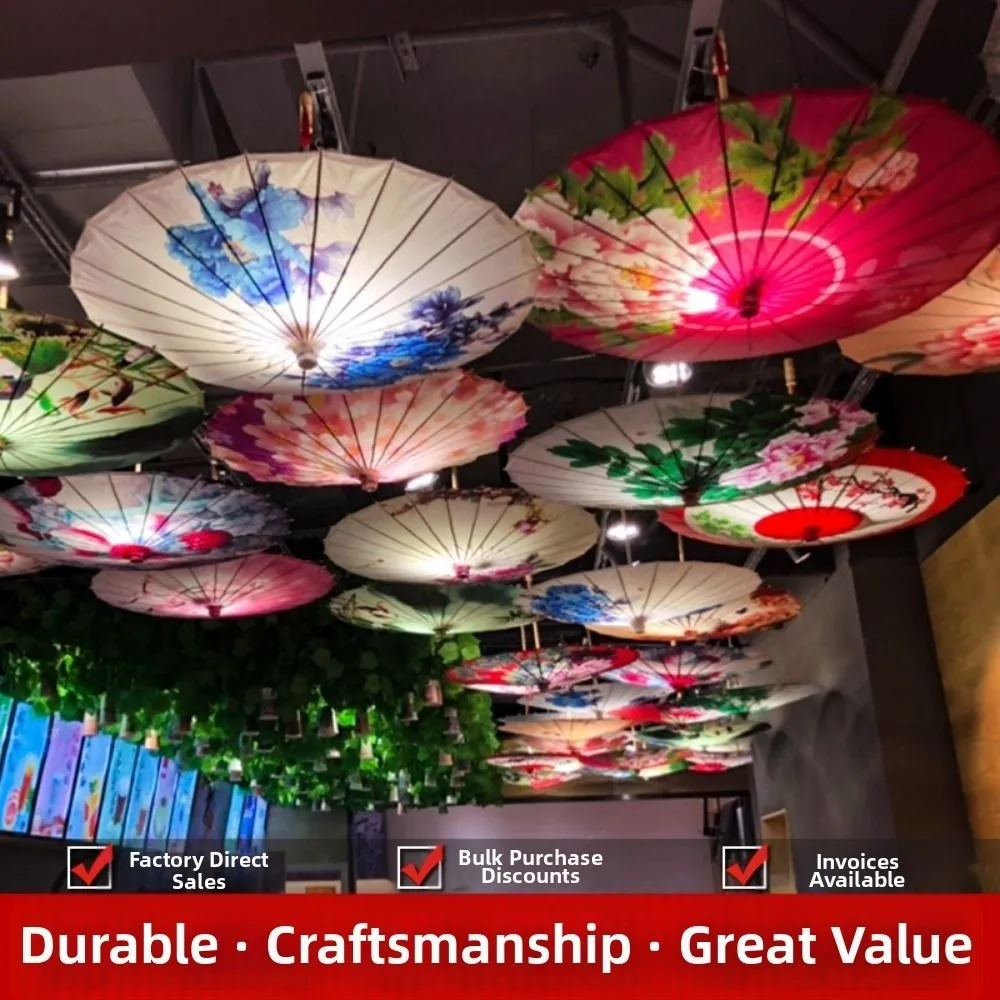 Chinese Antique Style Oiled Paper Umbrella 10 Colors Women Decorative Umbrella Bridesmaids Party Scenery Dance Performance