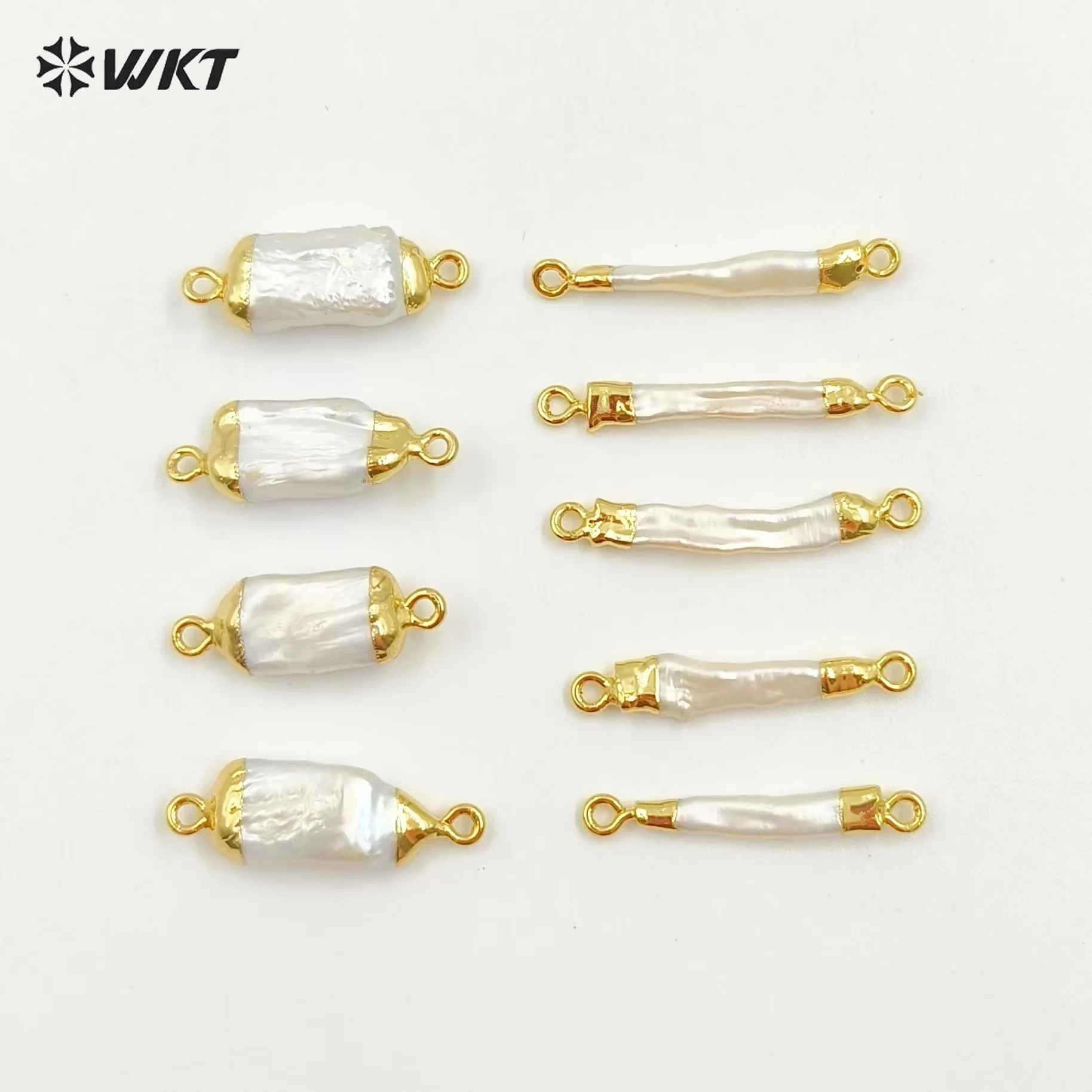 WT-C131 Wholesale Tiny Lovely Connector Natural Freshwater Pearl Stick Charm For Jewelry Design