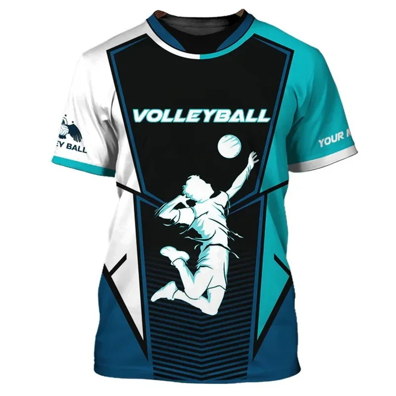 Cool Volleyball Pattern T Shirt Men Customized 3D Printed T-Shirts Summer Fashion Round Neck Street Oversized Short Sleeve Tees