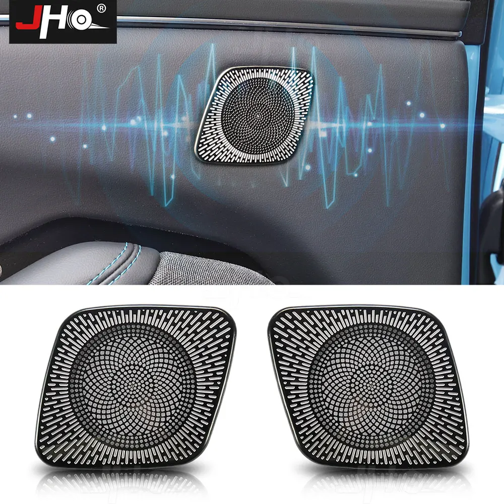 

JHO Stainless Steel Inner Door Panel Speaker Overlay Cover Trim for Ford Mustang Mach E 2021 2022 Car Accessories