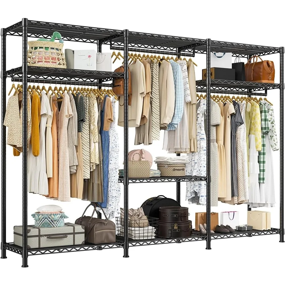 

Clothes Rack Heavy Duty Clothing Rack Load 795LBS Clothing Racks for Hanging Clothes Adjustable Wardrobe Closet Portabl